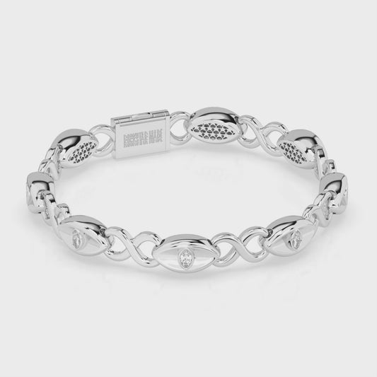 Evil Eye Link Bracelet – Stainless Steel & Red Rubies Eyes